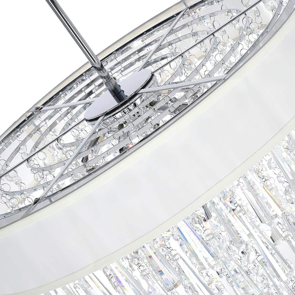 Chrome Mini Drum Shade Chandelier with Clear Glass Drops