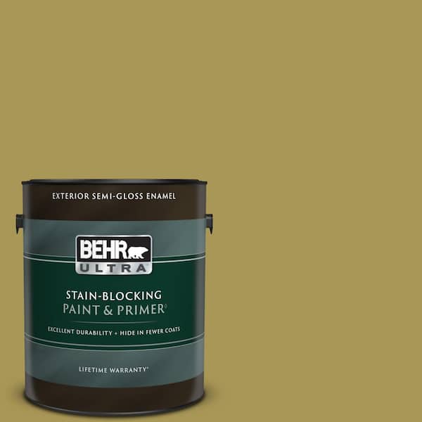 BEHR ULTRA 1 gal. #390D-6 Spring Moss Semi-Gloss Enamel Exterior Paint & Primer