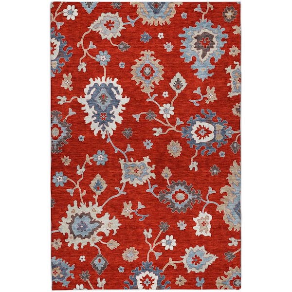 Dream Shag Premium Machine Washable Abstract ADS753 Red 9 ft. x 12 ft. Area Rug