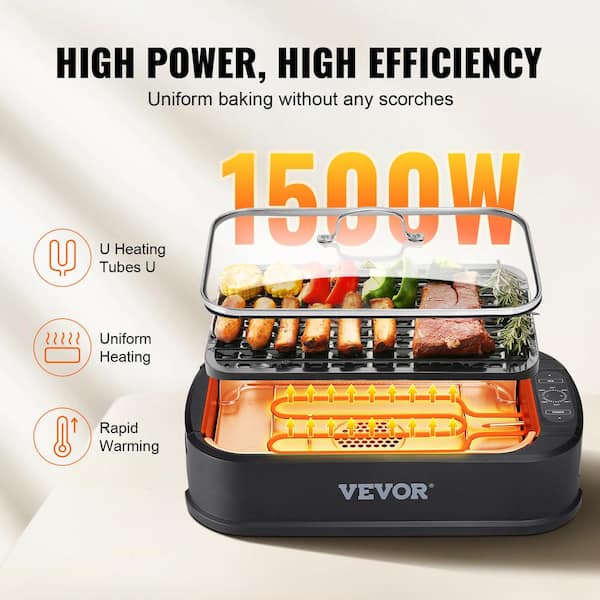 VEVOR Indoor/Outdoor Electric Grill 200 sq. in. Electric BBQGrill 2 Zone  Gril Surface Removable Stand Electric Grills in Black HWLSDKJHWL200V1NLV1 -  The Home Depot