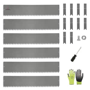 40 in. x 8 in. Gray Galvanized Steel Garden Landscape Edging in Quartz Lawn Border with Gloves and 10-Stakes (6-Pieces)