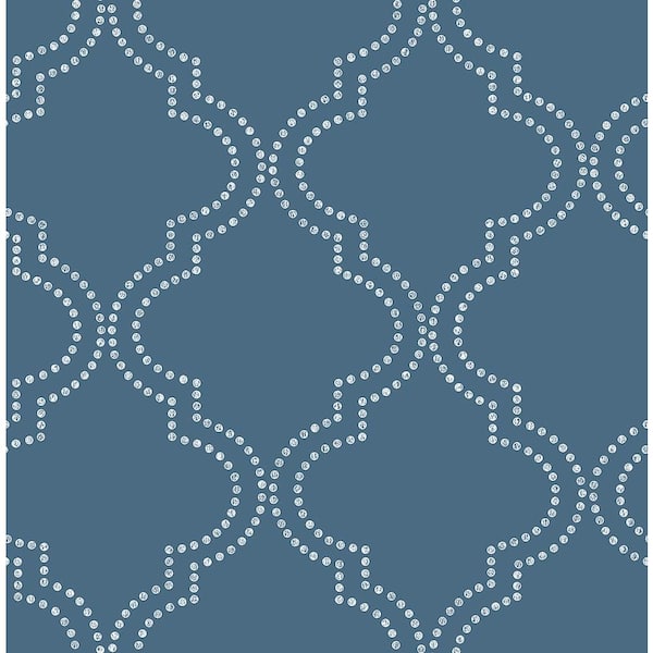 A-Street Prints Tetra Blue Quatrefoil Blue Wallpaper Sample