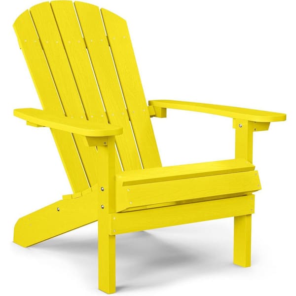 Classic Yellow Plastic Outdoor Patio Adirondack Chair