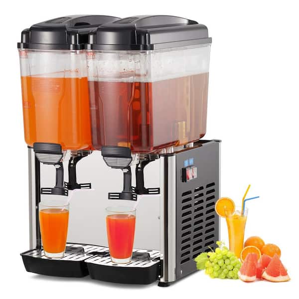 Unbranded 115-Volt Plastic Commercial Beverage Dispenser 9.5 Gal. 2-Tanks Ice Tea Cold Drink Machine with Thermostat Controller