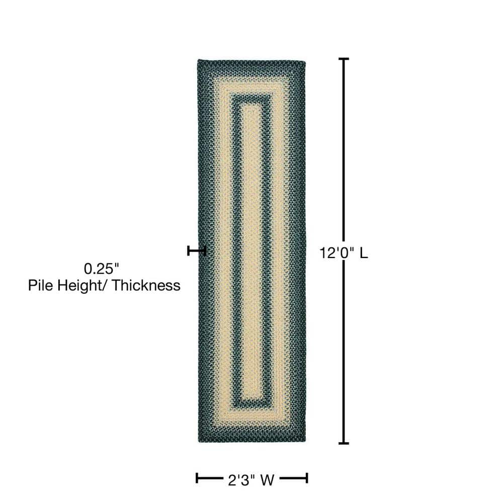 Black and Gray Braided Reversible Runner Rug