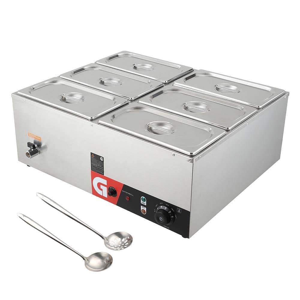 Garvee Garvee Commercial Countertop Food Warmer, 6 x 6.3 QT Stainless Steel ...
