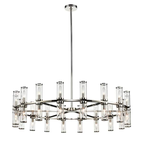 ALORA Revolve 48 in. 36-Light 25-Watt Clear Glass/Polished Nickel Chandelier
