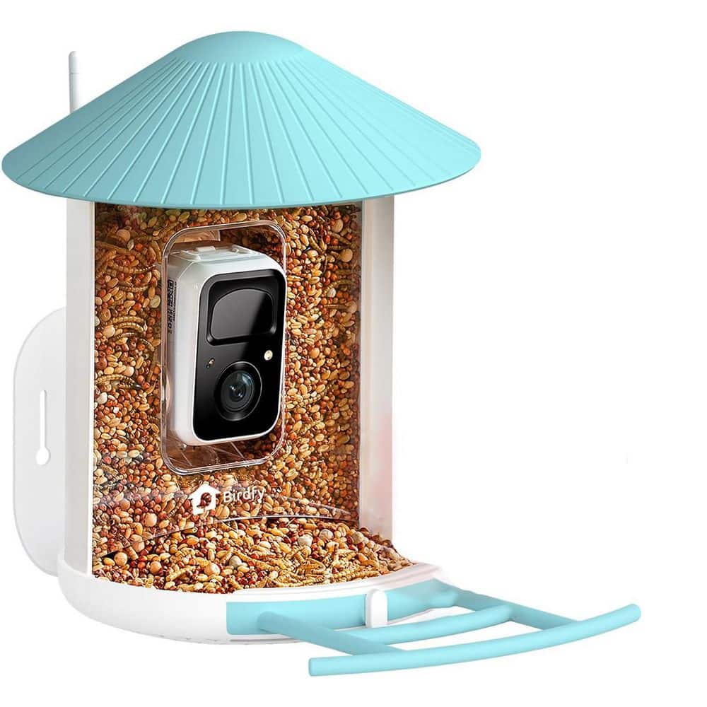 Afoxsos Blue Plastic 50 Oz. Smart Solar Bird Feeder with