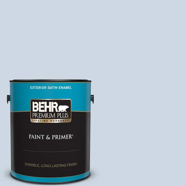 BEHR PREMIUM PLUS 1 gal. #ICC-35 Blue Reflection Satin Enamel Exterior Paint & Primer