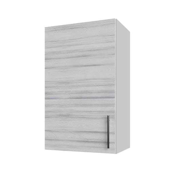 WeatherStrong Miami White Wash Matte 18 in. x 30 in. x 12 in. Flat Panel Stock Assembled Wall Kitchen Cabinet