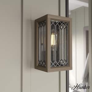 Chevron 1-Light Rustic Iron Wall Sconce with Clear Seeded Glass Shade