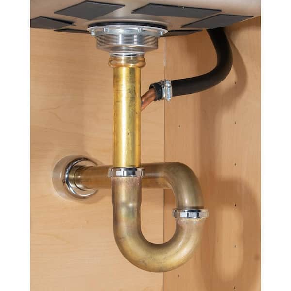 Satin plated JAMECO USA Tubular P Trap Sink Drain Pipe 1-1/2" 17 Gauge Brass 