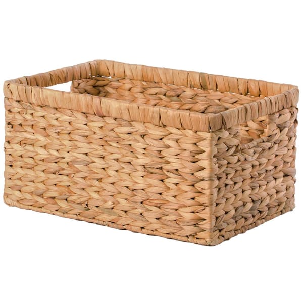 Wicker Storage Basket, Vagusicc Set of 3 Woven Wicker Baskets with Handles,  Bathroom Storage Baskets with Fabric Liner 15 Inches Large Plastic Wicker