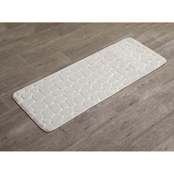 Evideco Bath Rug Runner Mat Memory Foam 3D Pebble 48L x 18W - Beige