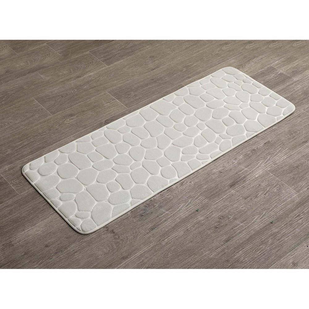Beige Memory Foam Pebble Design Runner Mat for Bathroom