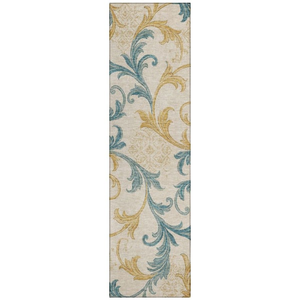 Chantille Machine Washable Indoor/Outdoor Abstract ACN3012 Ivory 2 ft. x 7 ft. Runner Rug