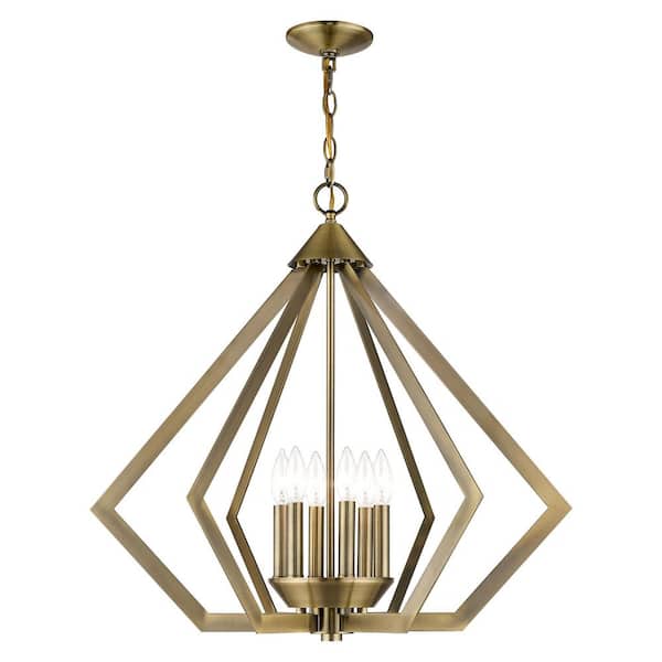 AVIANCE LIGHTING Dorrance 6-Light Antique Brass Diamond Chandelier