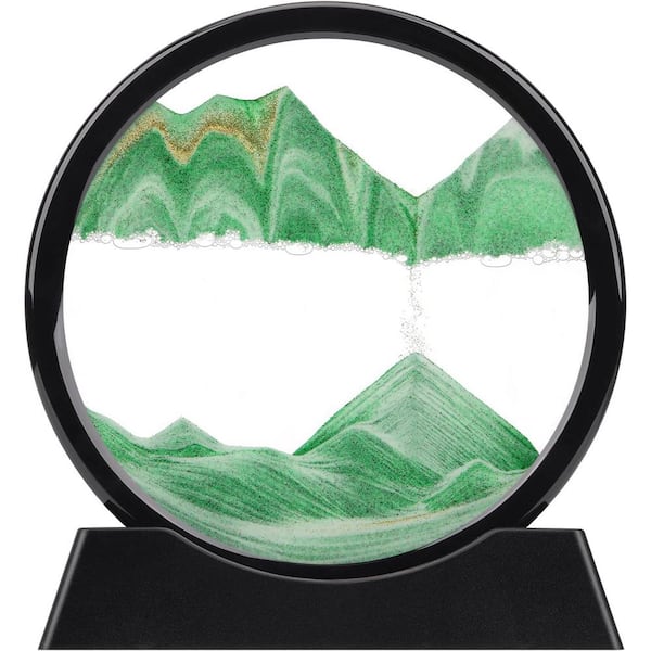 Afoxsos Green 3D Moving Sand Art, Liquid Motion Flowing Sand Frame for Home Office Decor