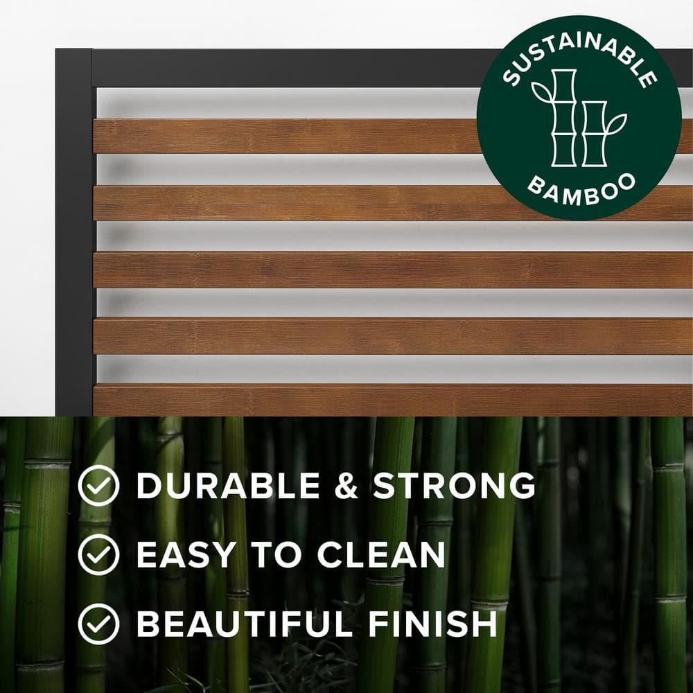 Kai Full Bamboo and Metal Platform Bed Frame with Headboard