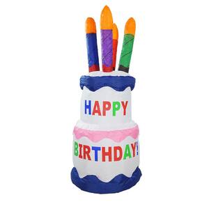 4 ft. Inflatable Lighted Happy Birthday Cake Outdoor Decoration