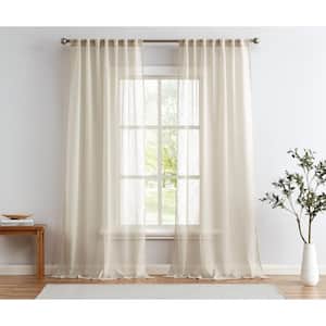 50 in. W x 84 in. L Polyester Sheer Window Panel in Ivory