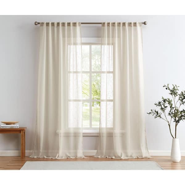 CANNON 50 in. W x 84 in. L Polyester Sheer Window Panel in Ivory
