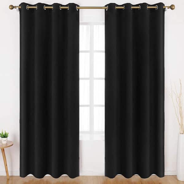 Pro Space 42 in. W x 72 in. L Blackout Curtains with Grommet Top Room Darkening Noise Reducing, Black（2 Panel）