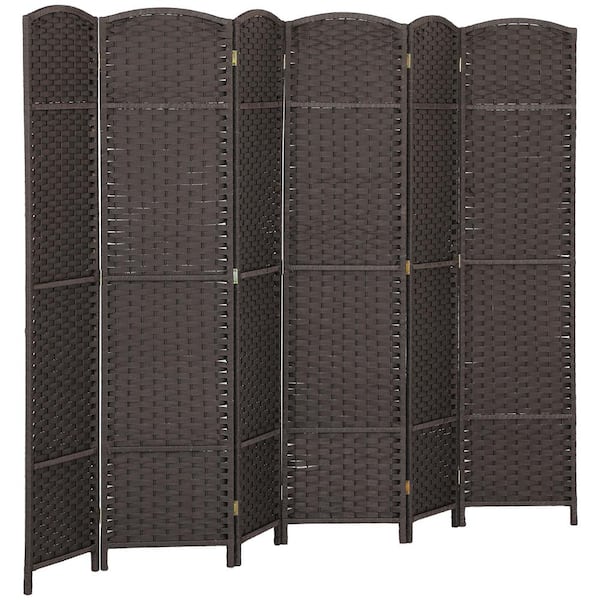 66.9 in. 6 Panel Room Divider Screen, Hand-Woven Partition for Office, Bedroom, Brown