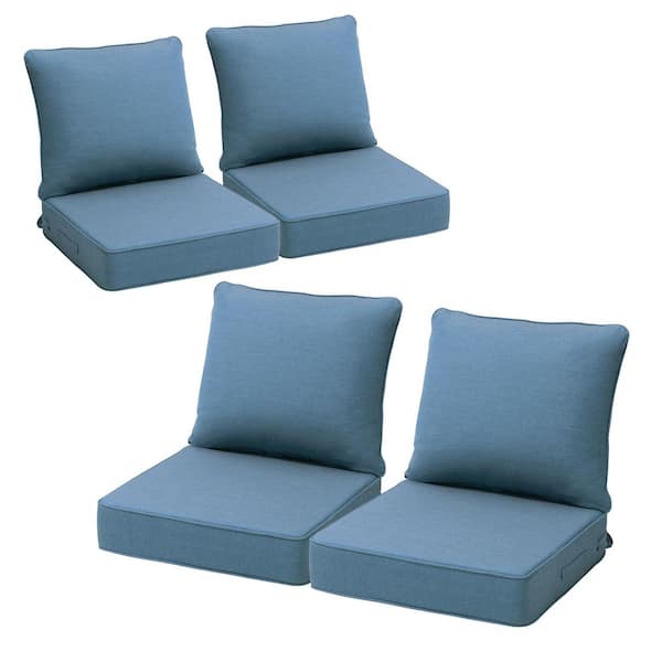 24 in. x 24 in. 4-Set Sunbrella Deep Seating Outdoor Lounge Chair Cushion in Spectrum Denim Blue for Bench Couch Swing