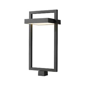 Luttrel 1-Light 29 in. Black Aluminum Hardwired Outdoor Post Light with Square Standard Fitter with Integrated LED