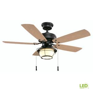 North Shoreline 46 in. Natural Iron LED Smart Ceiling Fan with Light and Remote Works with Google Assistant and Alexa