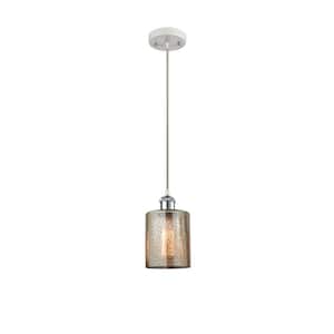 Cobbleskill 1-Light White and Polished Chrome Shaded Pendant Light with Mercury Glass Shade