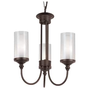 3-Light Oil Rubbed Bronze Chandelier for Dining Room with Glass Shades