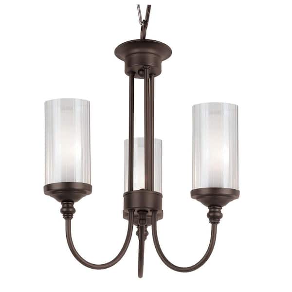 Bel Air Lighting 3-Light Oil Rubbed Bronze Chandelier for Dining Room with Glass Shades