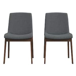 Levi Mid-Century Modern Dark Grey Polyester Blend Dining Chair (Set of 2)