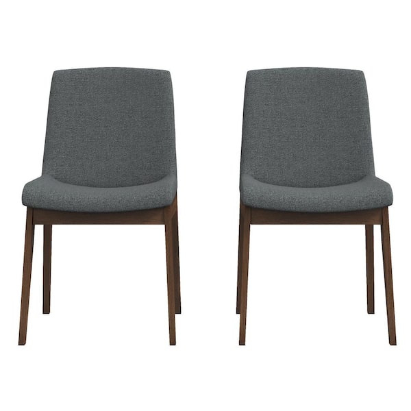 Ashcroft Furniture Co Levi Mid-Century Modern Dark Grey Polyester Blend Dining Chair (Set of 2)