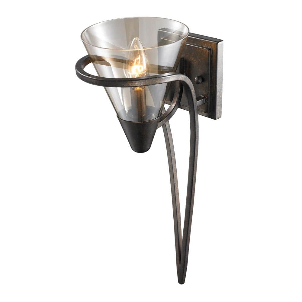 Burnt Sienna Bronze Swing Arm Wall Sconce with Glass Shade