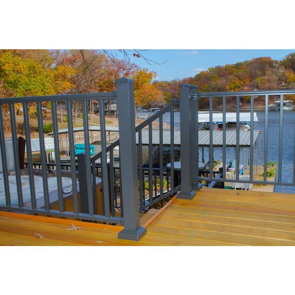 EZ Handrail 3 in. x 3 in. x 38 in. Bronze Aluminum Post with Welded Base