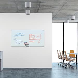 70 in. x 35 in. White Frosted Surface, Frameless Magnetic Glass Dry Erase Board for High Energy Magnets