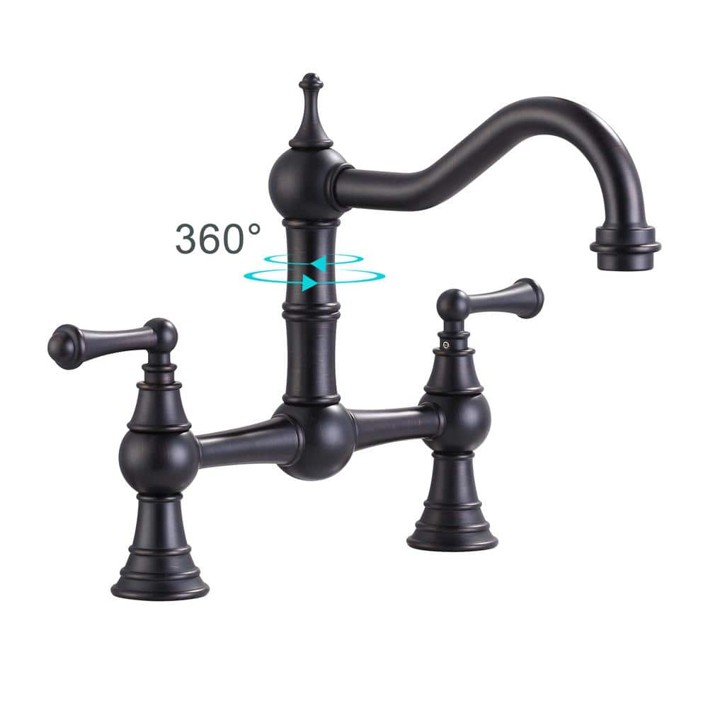 ARCORA Double Handle Bridge Kitchen Faucet In Oil Rubbed Bronze   Oil Rubbed Bronze Bridge Kitchen Faucets Ar7101501rb 64 1000 