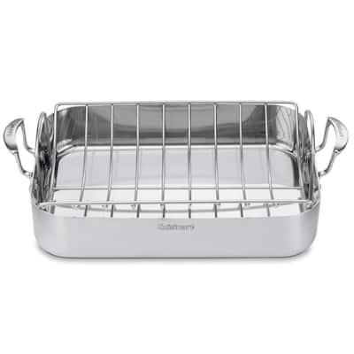 Meat Carving Tray Stainless Steel Roasting Set Deep Oven Roaster and Rack Roasting Tray Set