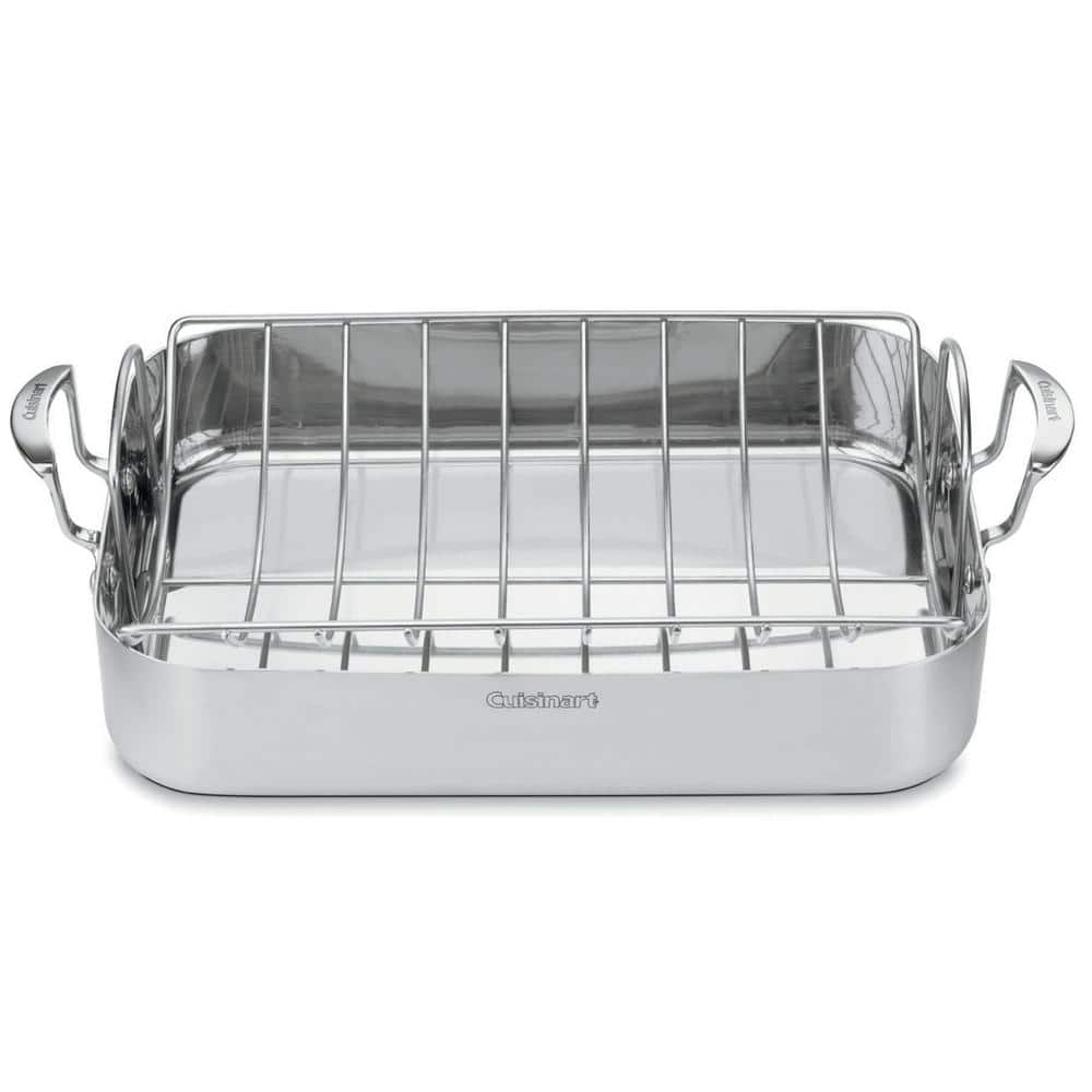 Nutrichef Oval Roasting Pan, Roaster with Polished Rack, Wide Handle and Stainless Steel Lid