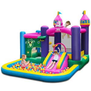 Inflatable Unicorn-themed Bounce House 6-in-1 Kids Bounce Castle Blower Excluded