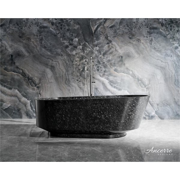 Ancerre Designs Coesistere 67 in. x 31.5 in. Forged Carbon Fiber Soaking Bathtub with Side Corner Drain in Black