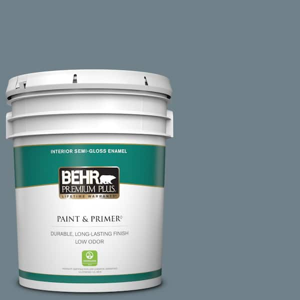 BEHR PREMIUM PLUS 5 gal. #PPU13-04 Atlantic Shoreline Semi-Gloss Enamel Low Odor Interior Paint & Primer