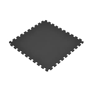 Black 24 in. x 24 in. EVA Foam Non-Toxic Solid Color Interlocking Tiles (240 sq. ft. - 60 tiles)
