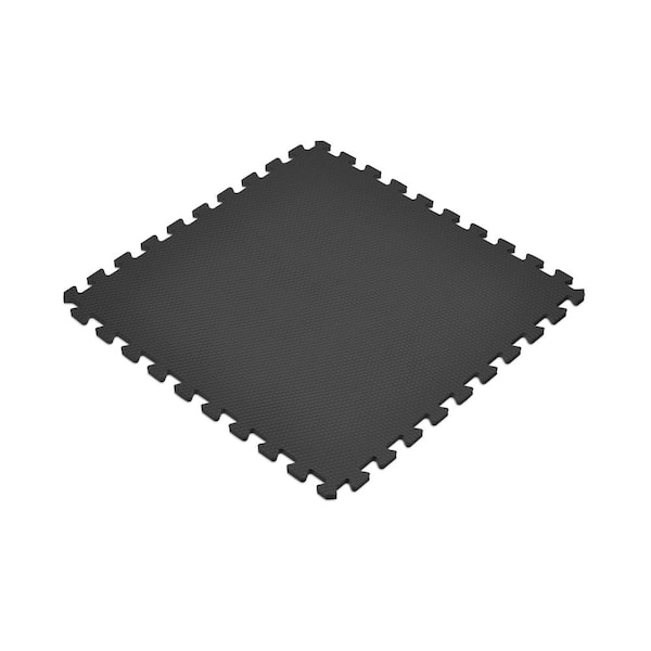 Black 24 in. x 24 in. EVA Foam Non-Toxic Solid Color Interlocking Tiles (72 sq. ft. - 18 tiles)