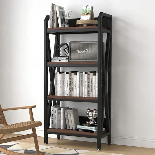 15.8 in. x 56 in. Bakers Rack 4-Level Storage Shelves Mental and Wooden Kitchen Shelves, Organizers for Garage, Pantry