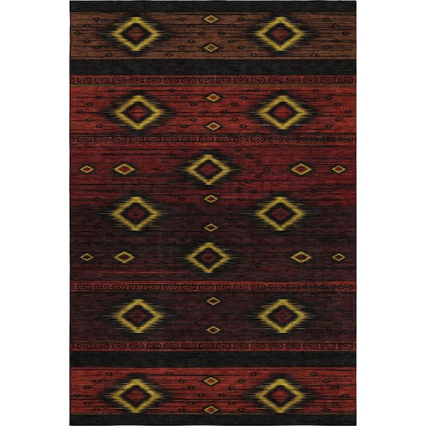 Mayfield Premium Machine Washable Abstract AMF1943 Red 3 ft. x 5 ft. Area Rug