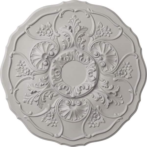 Ekena Millwork 22-1/2 in. x 1-1/2 in. Cornelia Urethane Ceiling Medallion (Fits Canopies upto 4 in.), Ultra Pure White